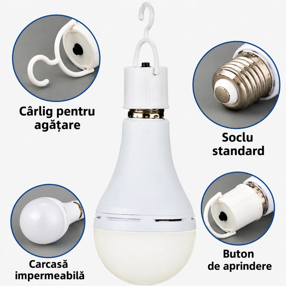 Bec Portabil cu Cârlig, Ideal pentru Pene de Curent și Camping